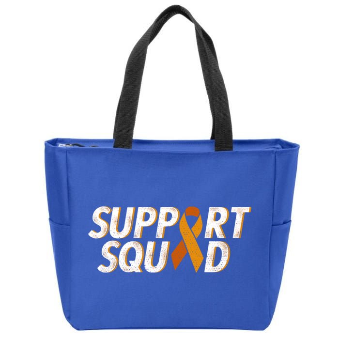 Support Squad Orange Ribbon Kidney Cancer Awareness Gift Zip Tote Bag