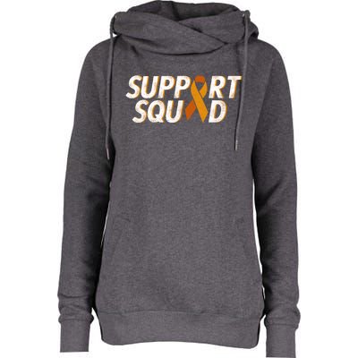 Support Squad Orange Ribbon Kidney Cancer Awareness Gift Womens Funnel Neck Pullover Hood