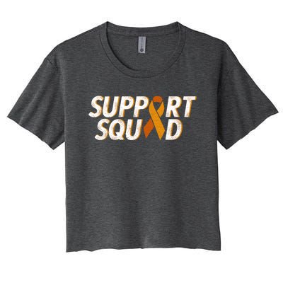 Support Squad Orange Ribbon Kidney Cancer Awareness Gift Women's Crop Top Tee