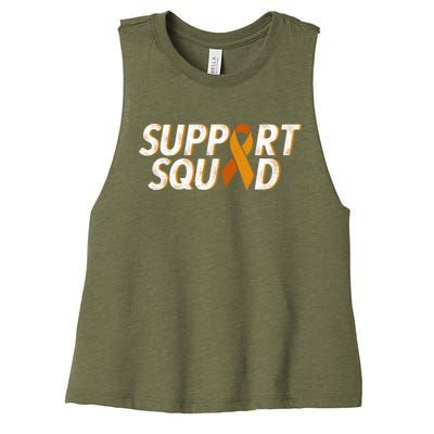 Support Squad Orange Ribbon Kidney Cancer Awareness Gift Women's Racerback Cropped Tank