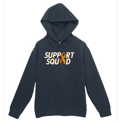 Support Squad Orange Ribbon Kidney Cancer Awareness Gift Urban Pullover Hoodie