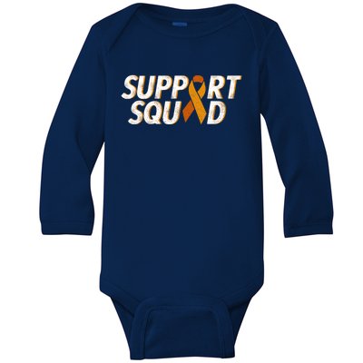 Support Squad Orange Ribbon Kidney Cancer Awareness Gift Baby Long Sleeve Bodysuit