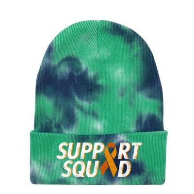 Support Squad Orange Ribbon Kidney Cancer Awareness Gift Tie Dye 12in Knit Beanie