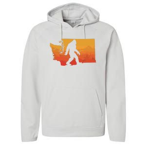 Squatchington State Of Washington Bigfoot Believer Graphic Performance Fleece Hoodie