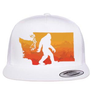 Squatchington State Of Washington Bigfoot Believer Graphic Flat Bill Trucker Hat