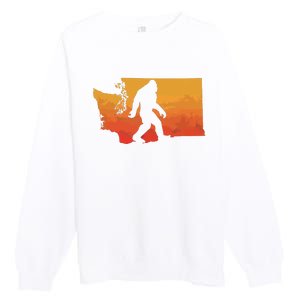 Squatchington State Of Washington Bigfoot Believer Graphic Premium Crewneck Sweatshirt