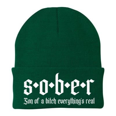 Sober Son Of A Bitch Everythings Real Alcoholics Aa Recovery Knit Cap Winter Beanie