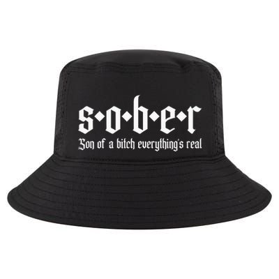 Sober Son Of A Bitch Everythings Real Alcoholics Aa Recovery Cool Comfort Performance Bucket Hat