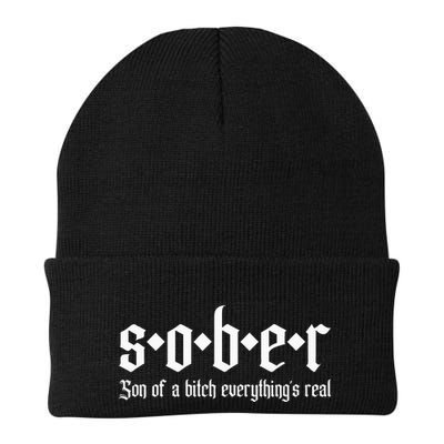 Sober Son Of A Bitch Everythings Real Alcoholics Aa Recovery Beanie
