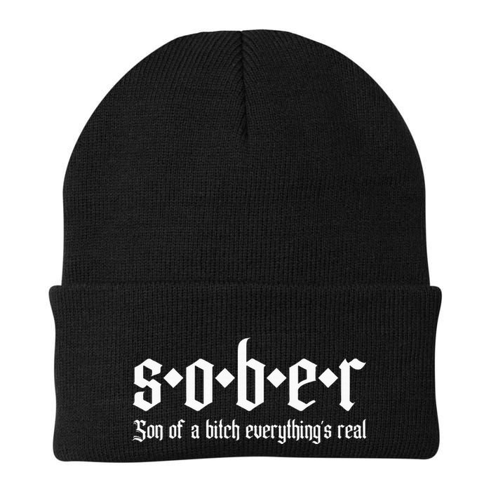 Sober Son Of A Bitch Everythings Real Alcoholics Aa Recovery Beanie