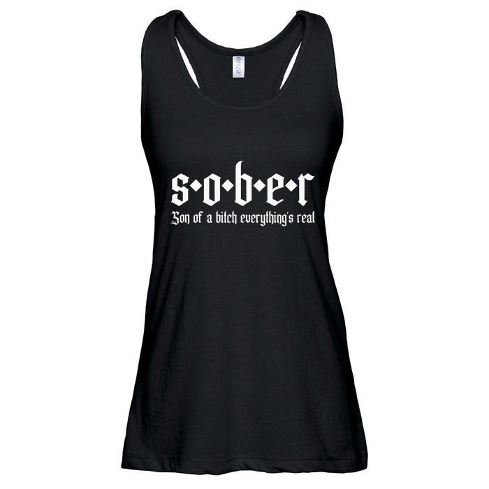 Sober Son Of A Bitch Everythings Real Alcoholics Aa Recovery Ladies Essential Flowy Tank