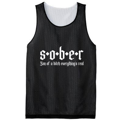 Sober Son Of A Bitch Everythings Real Alcoholics Aa Recovery Mesh Reversible Basketball Jersey Tank