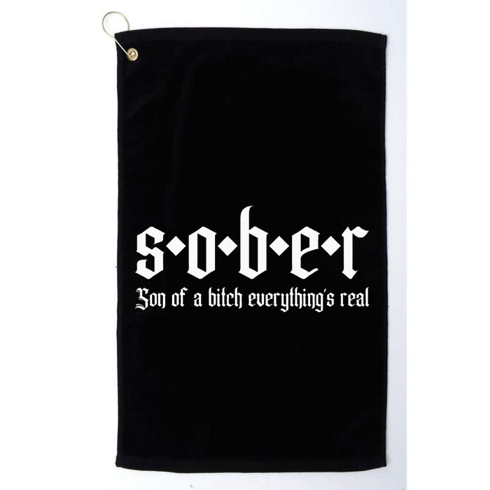 Sober Son Of A Bitch Everythings Real Alcoholics Aa Recovery Golf Towel