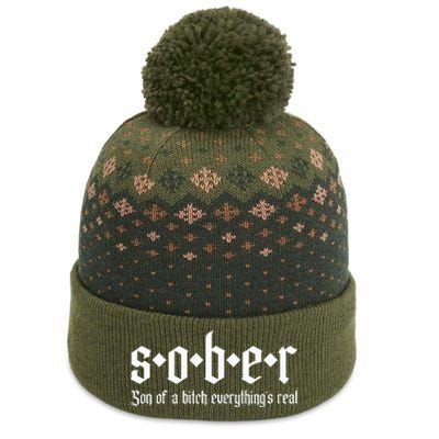 Sober Son Of A Bitch Everythings Real Alcoholics Aa Recovery The Baniff Cuffed Pom Beanie