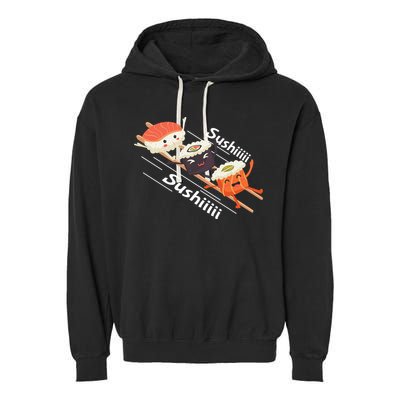 Sushi Sliding On Chopsticks Funny Graphic Plus Size Shirt For Girl Boy Unisex Garment-Dyed Fleece Hoodie