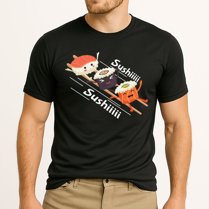 Sushi Sliding On Chopsticks Funny Graphic Plus Size Shirt For Girl Boy Unisex Performance Shirt