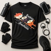 Sushi Sliding On Chopsticks Funny Graphic Plus Size Shirt For Girl Boy Unisex Performance Shirt