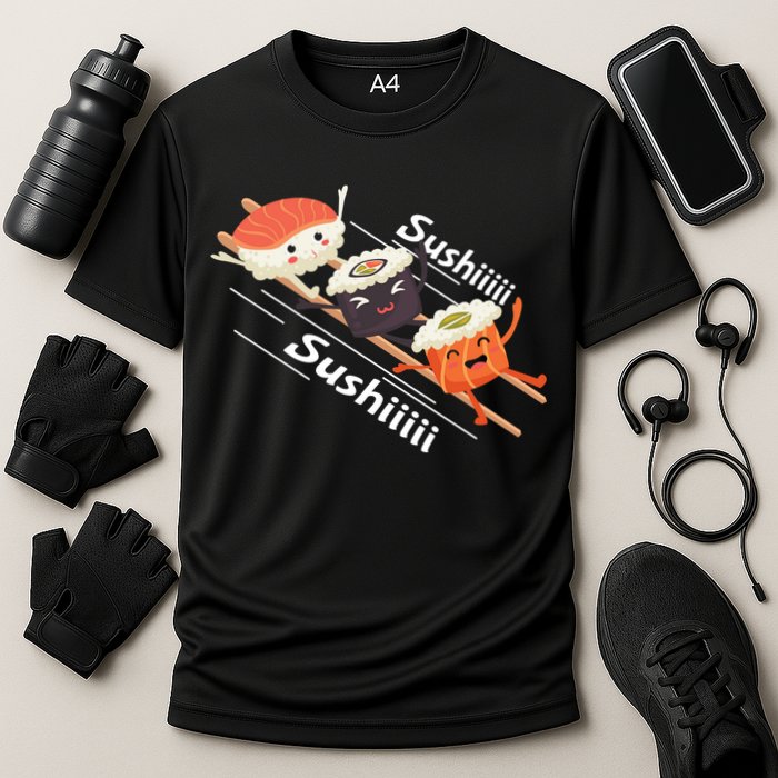 Sushi Sliding On Chopsticks Funny Graphic Plus Size Shirt For Girl Boy Unisex Performance Shirt