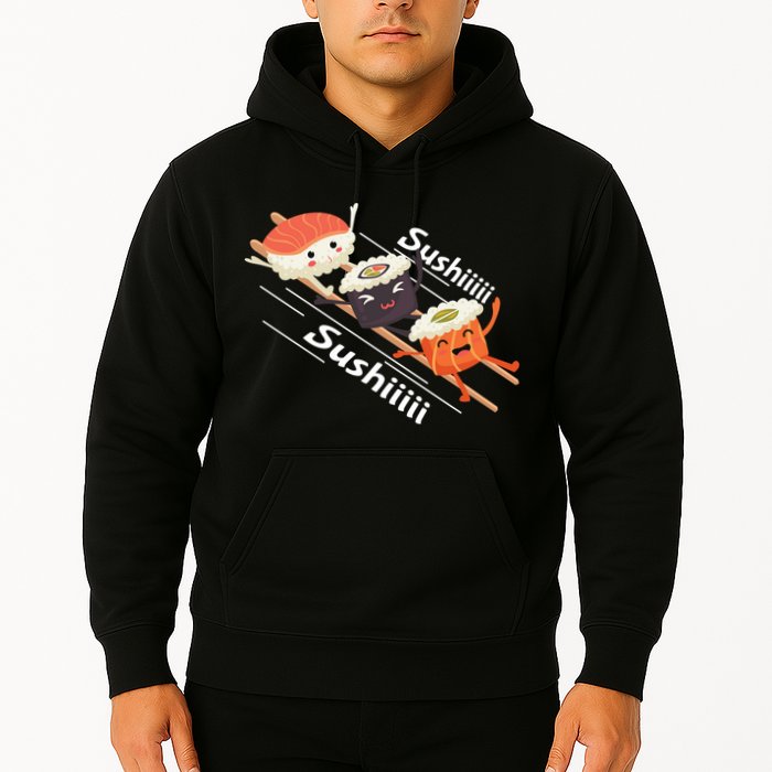 Sushi Sliding On Chopsticks Funny Graphic Plus Size Shirt For Girl Boy Unisex Hoodie