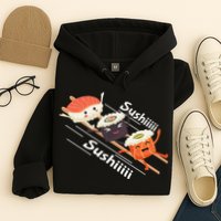 Sushi Sliding On Chopsticks Funny Graphic Plus Size Shirt For Girl Boy Unisex Hoodie