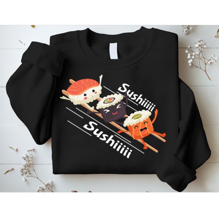 Sushi Sliding On Chopsticks Funny Graphic Plus Size Shirt For Girl Boy Unisex Sweatshirt