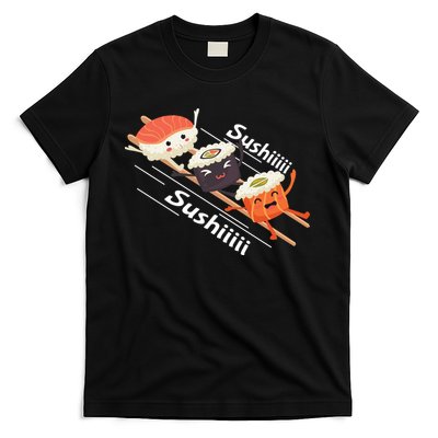 Sushi Sliding On Chopsticks Funny Graphic Plus Size Shirt For Girl Boy Unisex T-Shirt