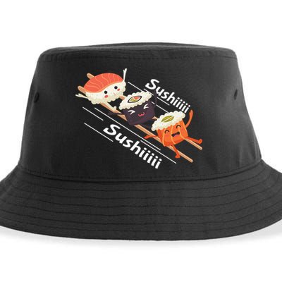 Sushi Sliding On Chopsticks Funny Graphic Plus Size Shirt For Girl Boy Unisex Sustainable Bucket Hat