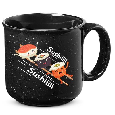 Sushi Sliding On Chopsticks Funny Graphic Plus Size Shirt For Girl Boy Unisex 15oz Campfire Ceramic Mug