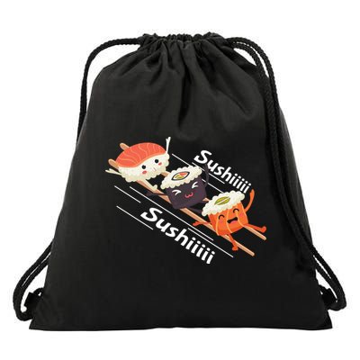 Sushi Sliding On Chopsticks Funny Graphic Plus Size Shirt For Girl Boy Unisex Drawstring Bag