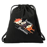 Sushi Sliding On Chopsticks Funny Graphic Plus Size Shirt For Girl Boy Unisex Drawstring Bag