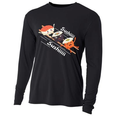 Sushi Sliding On Chopsticks Funny Graphic Plus Size Shirt For Girl Boy Unisex Cooling Performance Long Sleeve Crew