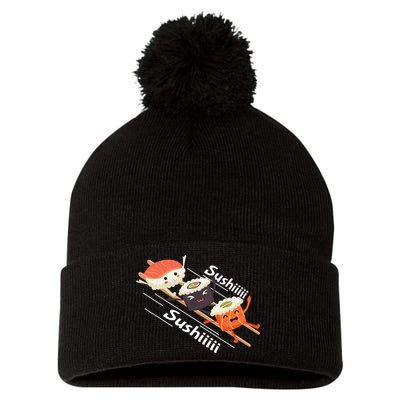 Sushi Sliding On Chopsticks Funny Graphic Plus Size Shirt For Girl Boy Unisex Pom Pom 12in Knit Beanie