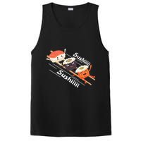 Sushi Sliding On Chopsticks Funny Graphic Plus Size Shirt For Girl Boy Unisex PosiCharge Competitor Tank