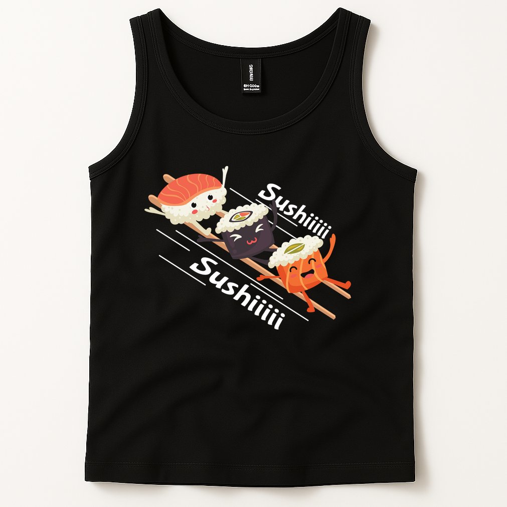 Sushi Sliding On Chopsticks Funny Graphic Plus Size Shirt For Girl Boy Unisex Tank Top