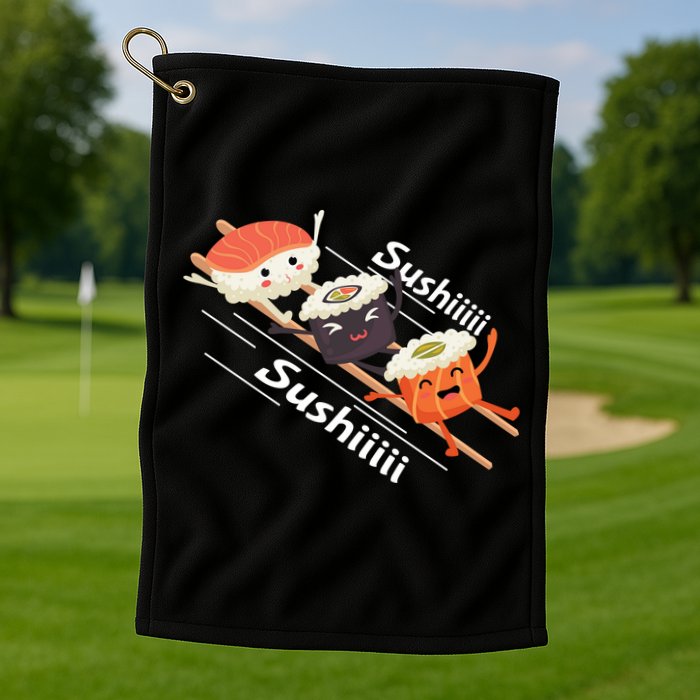 Sushi Sliding On Chopsticks Funny Graphic Plus Size Shirt For Girl Boy Unisex Golf Towel