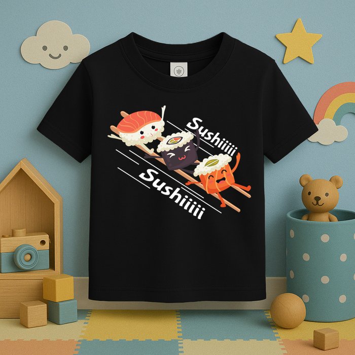 Sushi Sliding On Chopsticks Funny Graphic Plus Size Shirt For Girl Boy Unisex Toddler T-Shirt