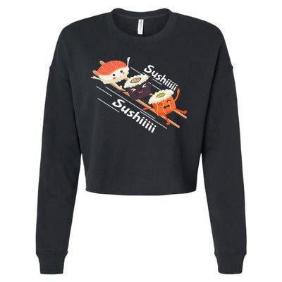 Sushi Sliding On Chopsticks Funny Graphic Plus Size Shirt For Girl Boy Unisex Cropped Pullover Crew