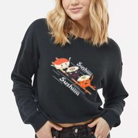 Sushi Sliding On Chopsticks Funny Graphic Plus Size Shirt For Girl Boy Unisex Cropped Pullover Crew