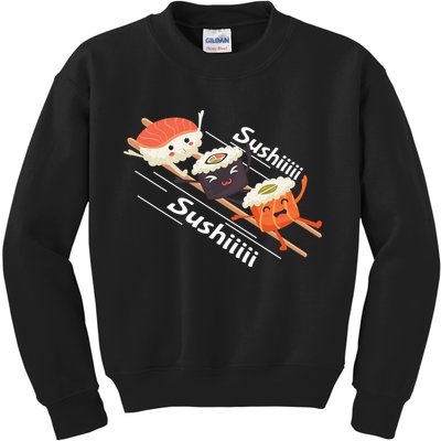 Sushi Sliding On Chopsticks Funny Graphic Plus Size Shirt For Girl Boy Unisex Kids Sweatshirt
