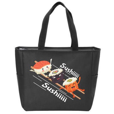 Sushi Sliding On Chopsticks Funny Graphic Plus Size Shirt For Girl Boy Unisex Zip Tote Bag