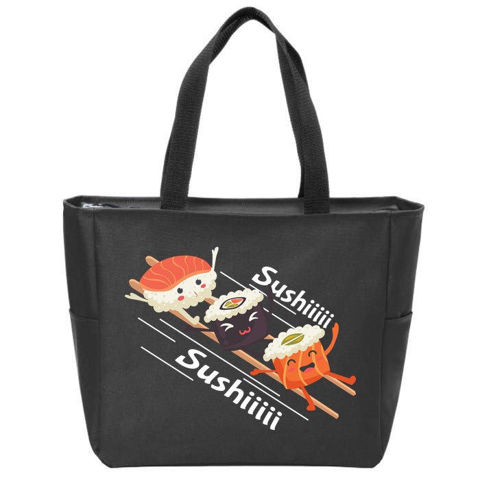 Sushi Sliding On Chopsticks Funny Graphic Plus Size Shirt For Girl Boy Unisex Zip Tote Bag