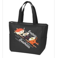 Sushi Sliding On Chopsticks Funny Graphic Plus Size Shirt For Girl Boy Unisex Zip Tote Bag