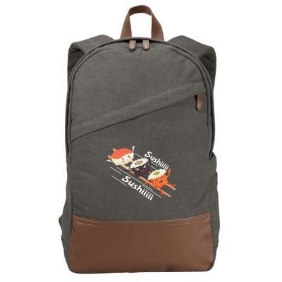 Sushi Sliding On Chopsticks Funny Graphic Plus Size Shirt For Girl Boy Unisex Cotton Canvas Backpack