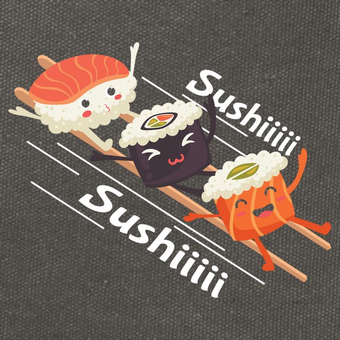 Sushi Sliding On Chopsticks Funny Graphic Plus Size Shirt For Girl Boy Unisex Cotton Canvas Backpack