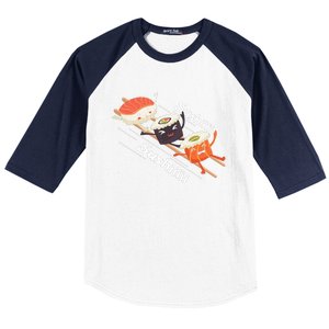 Sushi Sliding On Chopsticks Funny Graphic Plus Size Shirt For Girl Boy Unisex Baseball Sleeve Shirt