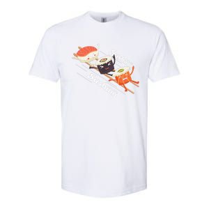 Sushi Sliding On Chopsticks Funny Graphic Plus Size Shirt For Girl Boy Unisex Softstyle CVC T-Shirt