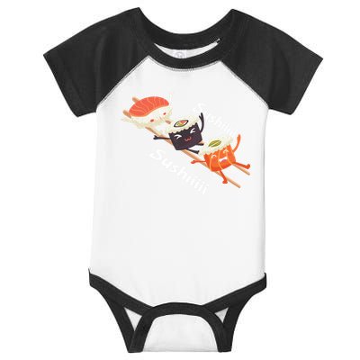 Sushi Sliding On Chopsticks Funny Graphic Plus Size Shirt For Girl Boy Unisex Infant Baby Jersey Bodysuit