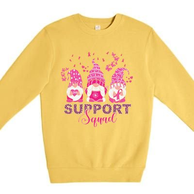 Support Squad Pink Ribbon Gnome Leopard Breast Cancer Funny Gift Funny Gift Premium Crewneck Sweatshirt