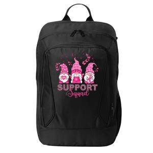 Support Squad Pink Ribbon Gnome Leopard Breast Cancer Funny Gift Funny Gift City Backpack