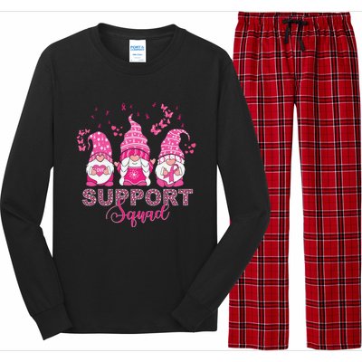 Support Squad Pink Ribbon Gnome Leopard Breast Cancer Funny Gift Funny Gift Long Sleeve Pajama Set